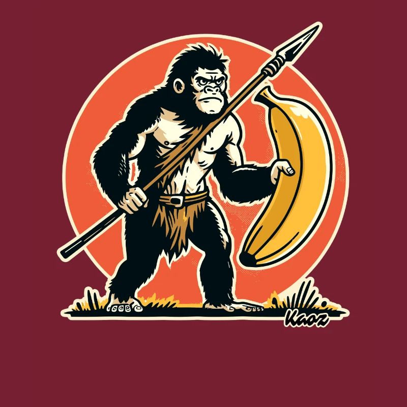 Jäger- und Sammler-Gorilla mit Banane