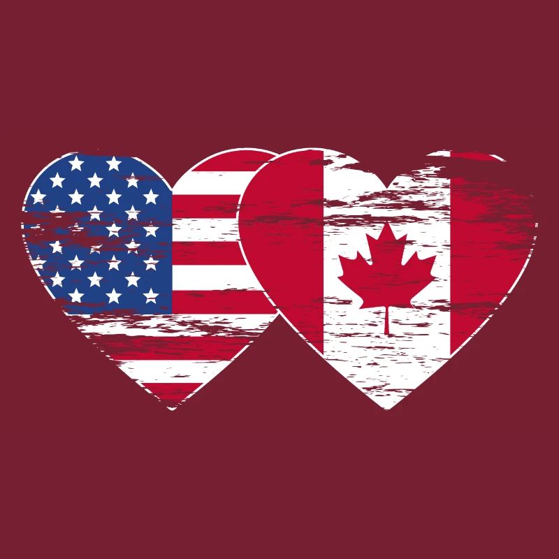 États-Unis, Canada, Drapeau Coeur Utilisé