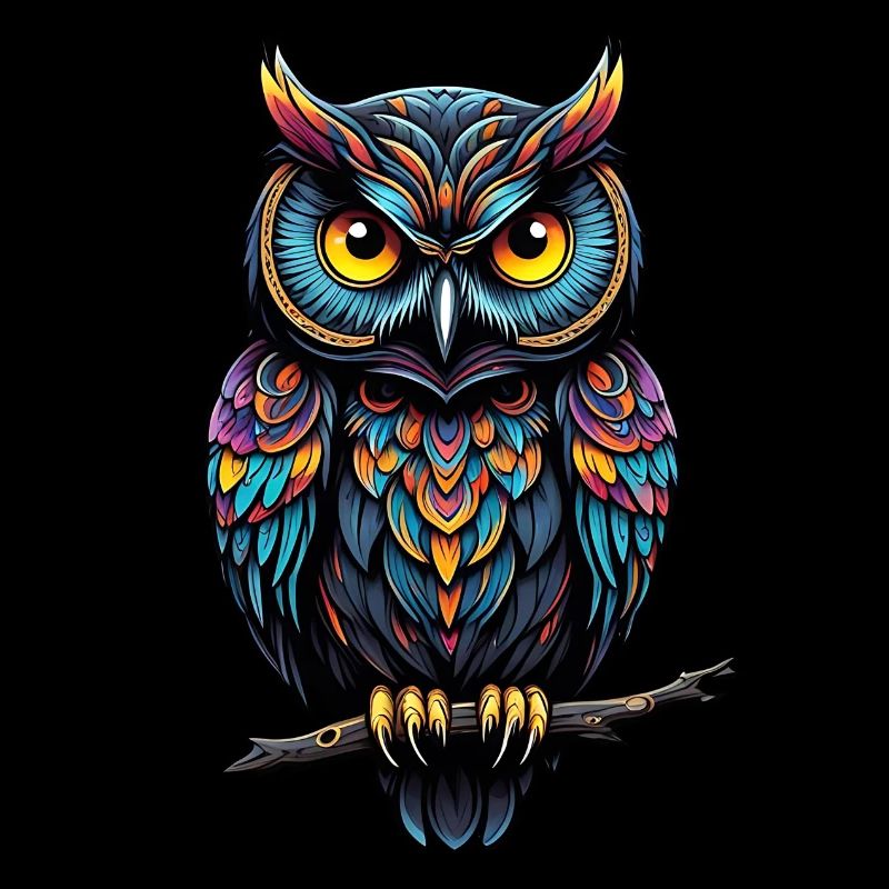 Dekorative Eule sitzt auf einem Ast