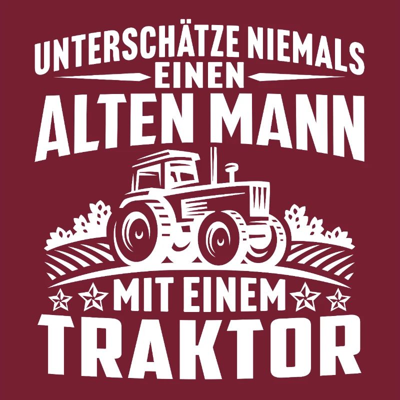Alten mann mit einem traktor