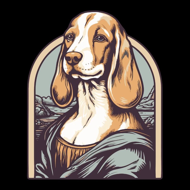 Lisa painting parody with a beagle dog