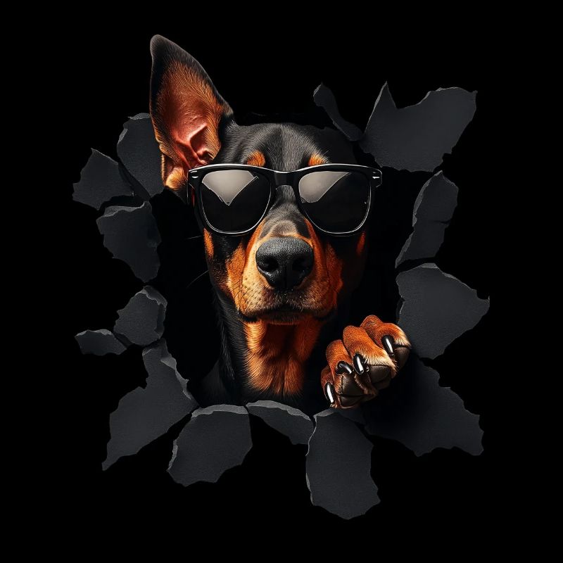 Drôle de chien propriétaire Chien mignon Doberman
