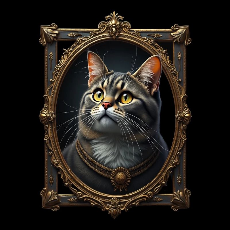 Mittelalter Katze im Bilderrahmen Kunst Krone