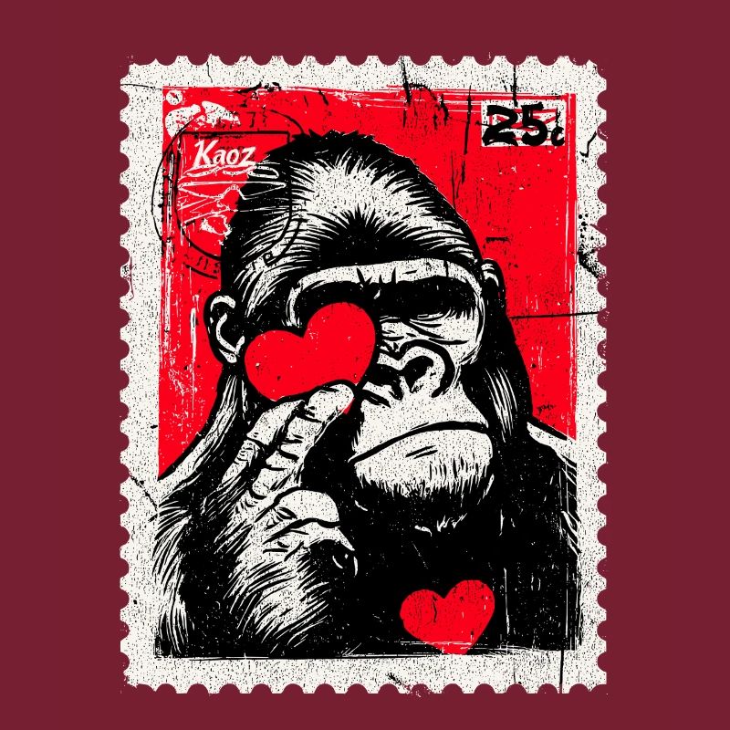 Gorilla mit Herz – Liebe als Briefmarke