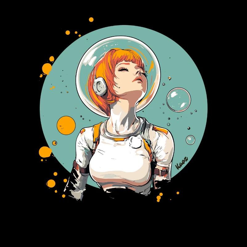 Astronautin mit rotem Haar im All