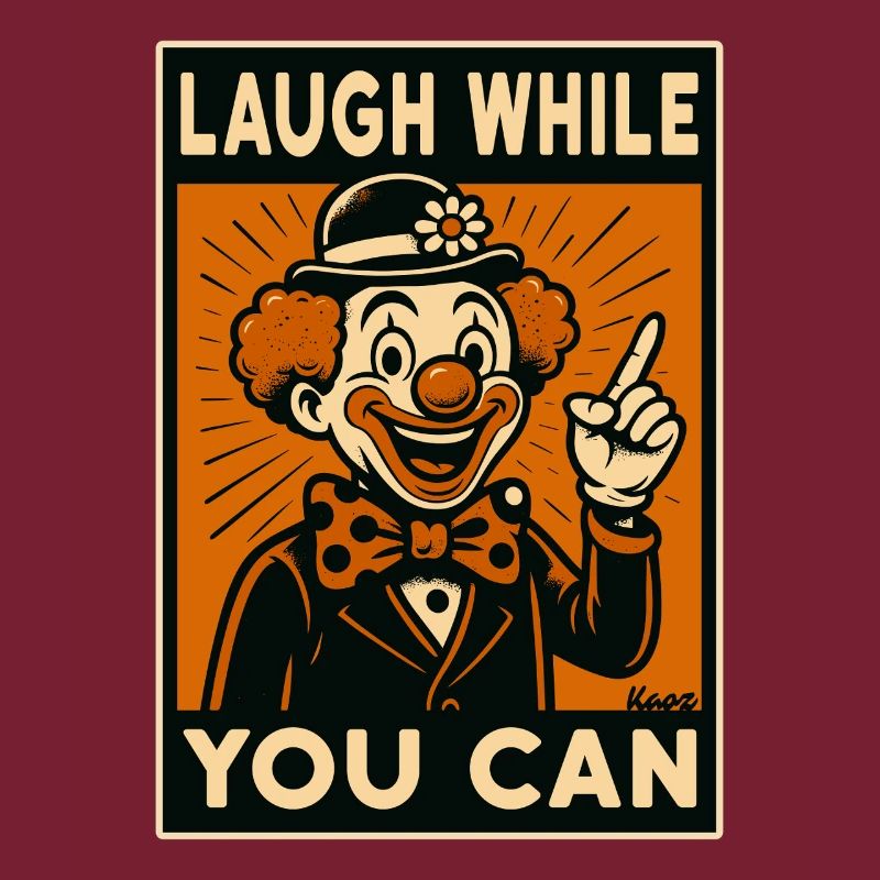Clown rieur dans le style rétro comique