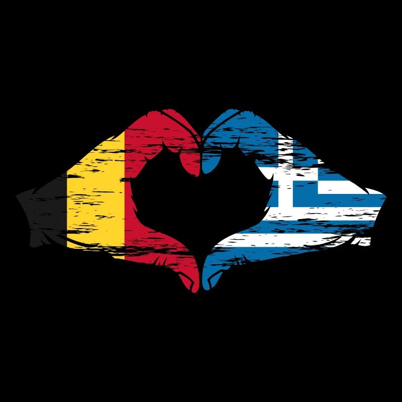 Belgium Greece Flag Hands Heart Shape Used