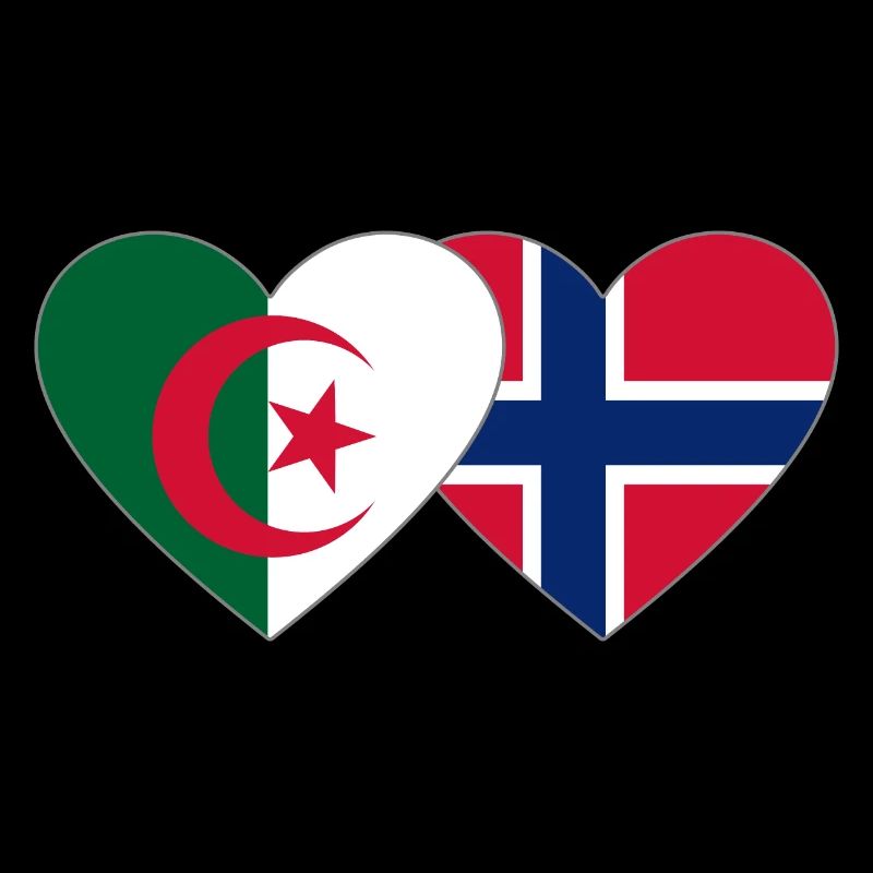 Algeria Norway Flag Heart