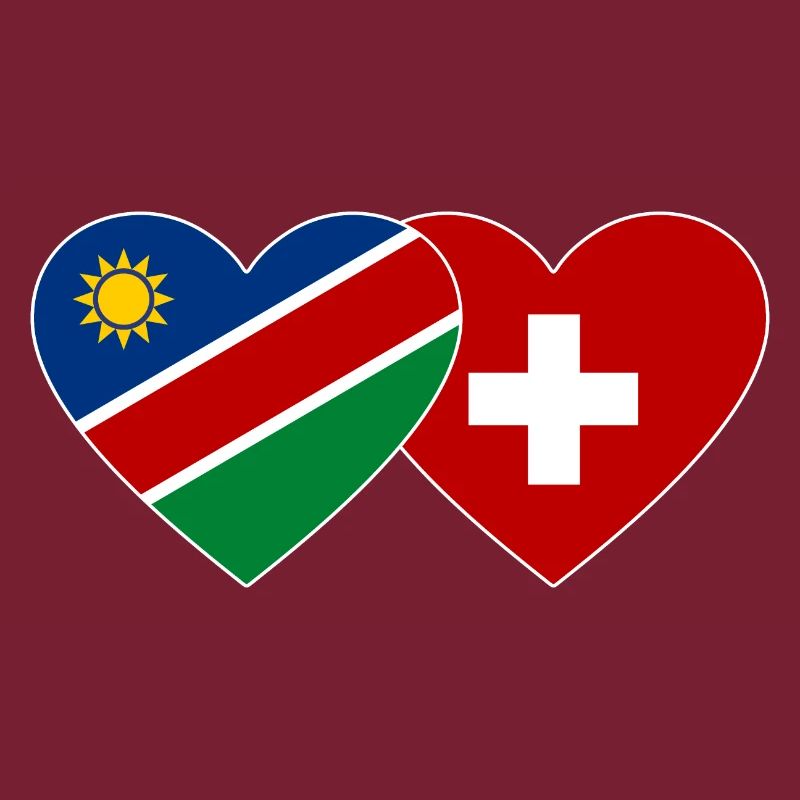 Namibia Schweiz Flagge Herz