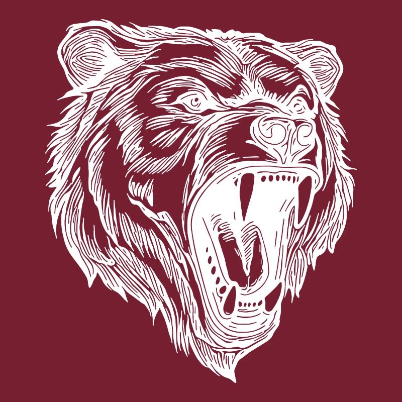 Wild evil bear head with sharp teeth