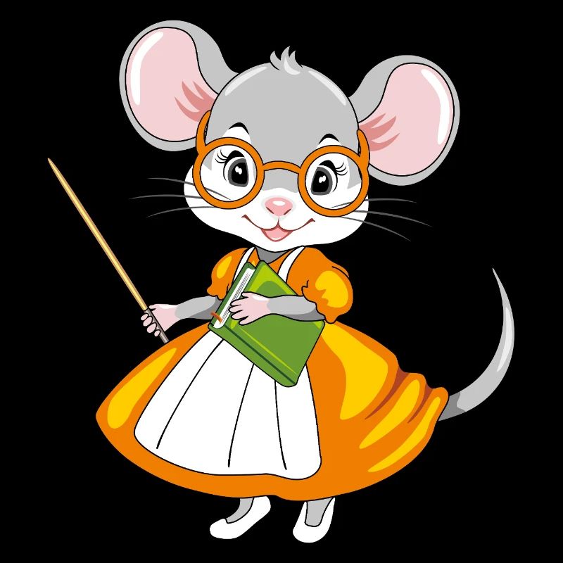 Smart mouse teacher with a pointer and a book