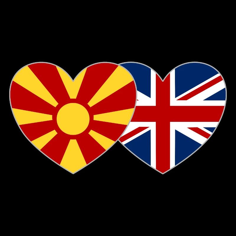 Macédoine Angleterre Flag Heart