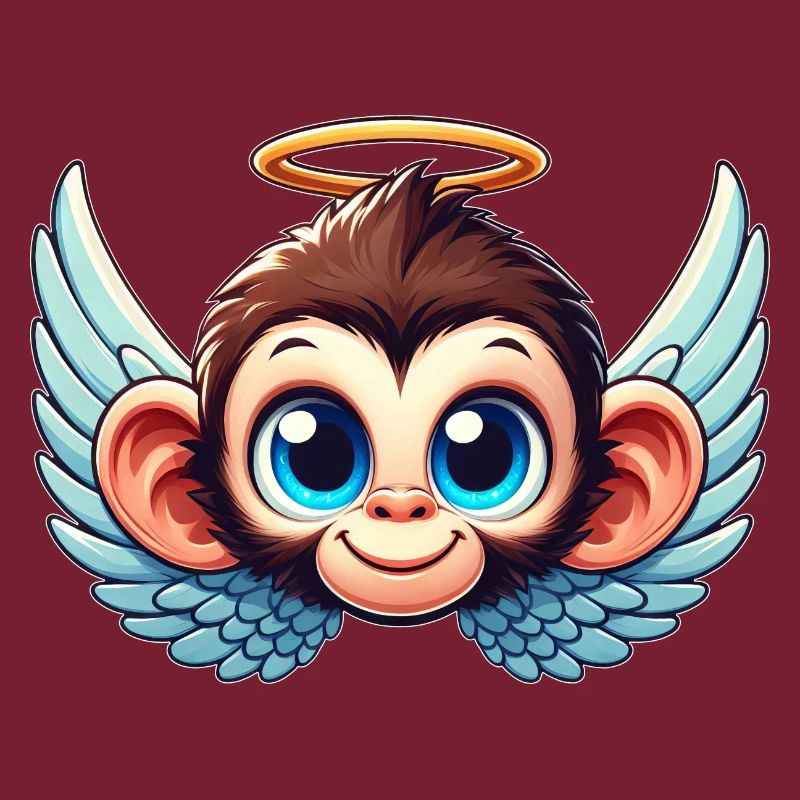 Singe Chimpanzé Dessin Animé Ailes D’ange