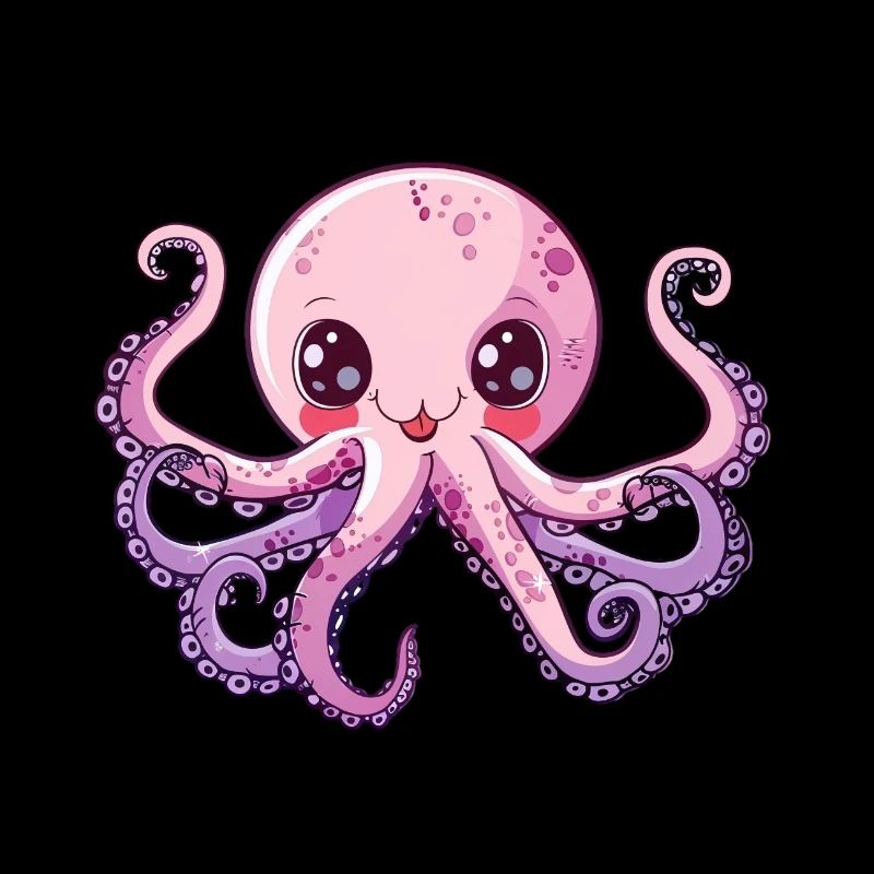 Cute Pink Octopus with Big Eyes