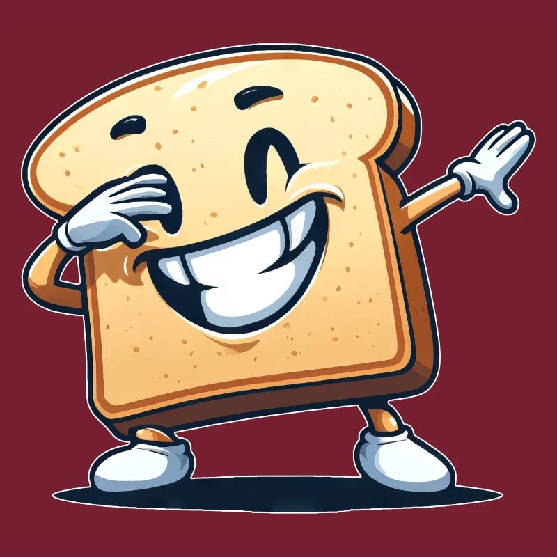 Toast White Bread Dabbing Cartoon Cool Funny