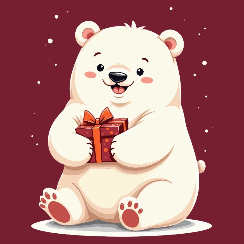 Niedlicher Eisbär mit Geschenkillustration