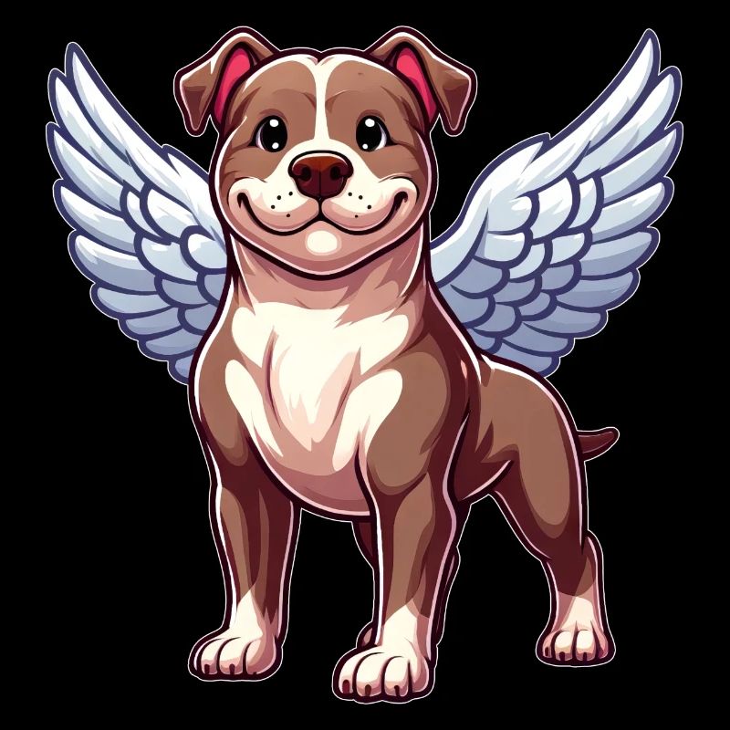 Pitbull Engel Hunde Flügel Design