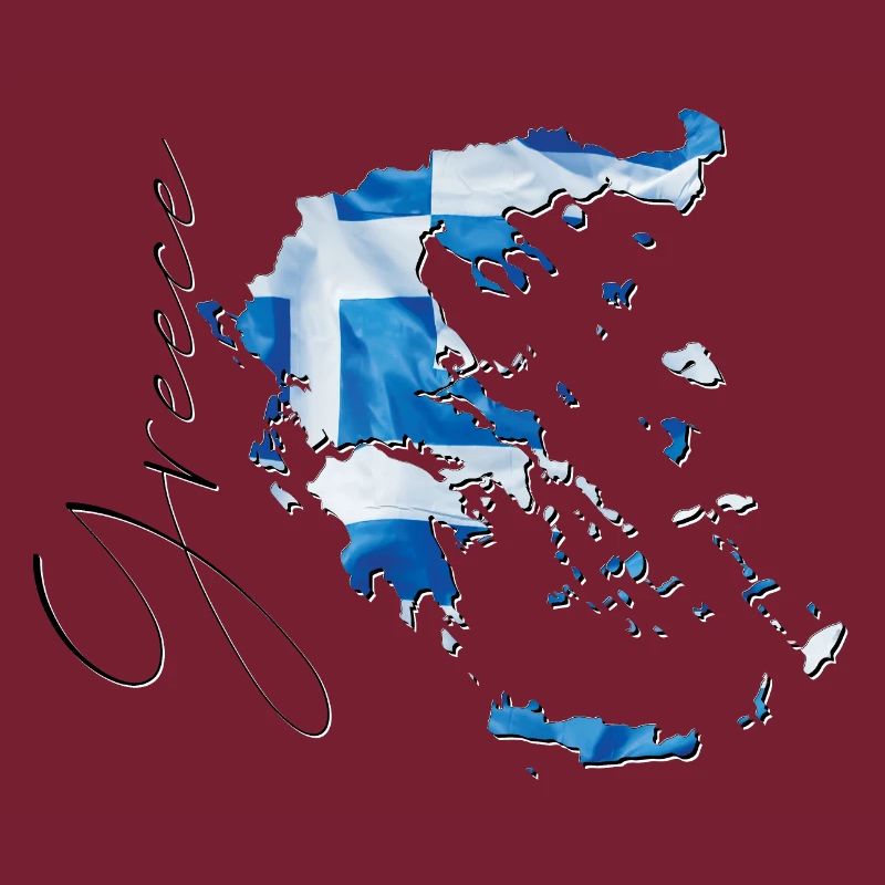 Drapeau de la Grèce en Grèce Carte EN