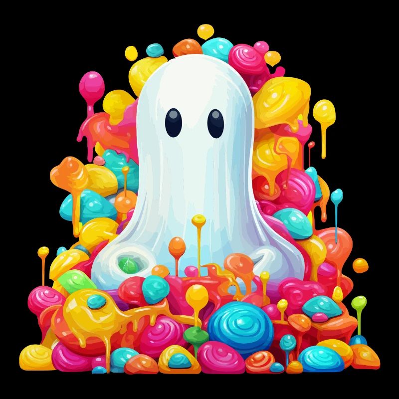 Cute Halloween ghost with candy