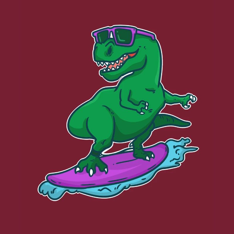 Surfer Dino T-Rex auf Surfbrett Surfer Geschenk