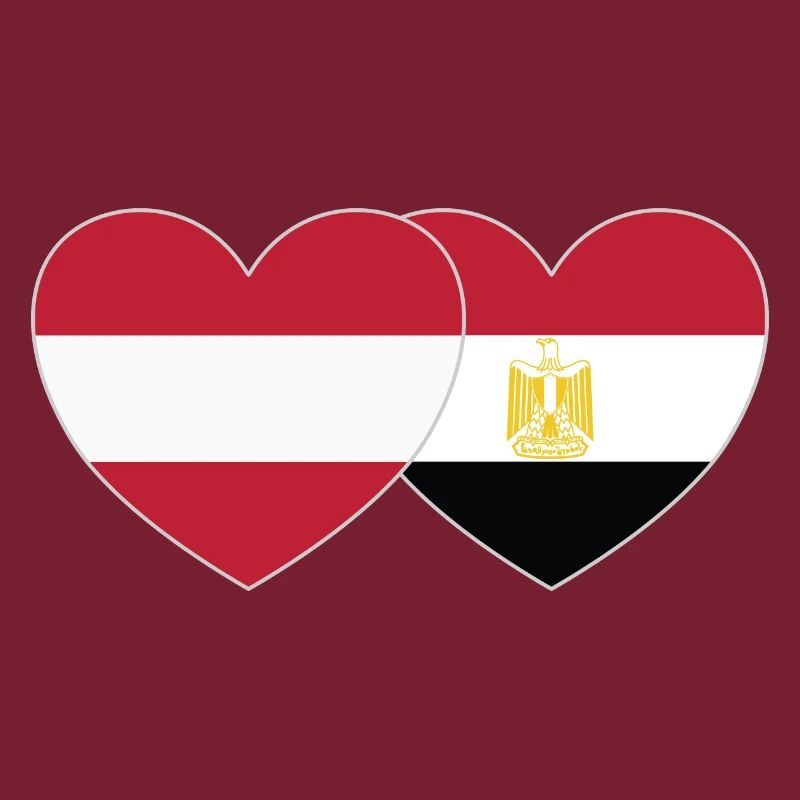 Austria Egypt Flag Heart