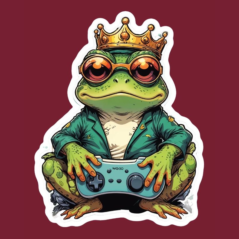 Retro Gamer Frosch mit Controller Konsolenspiele