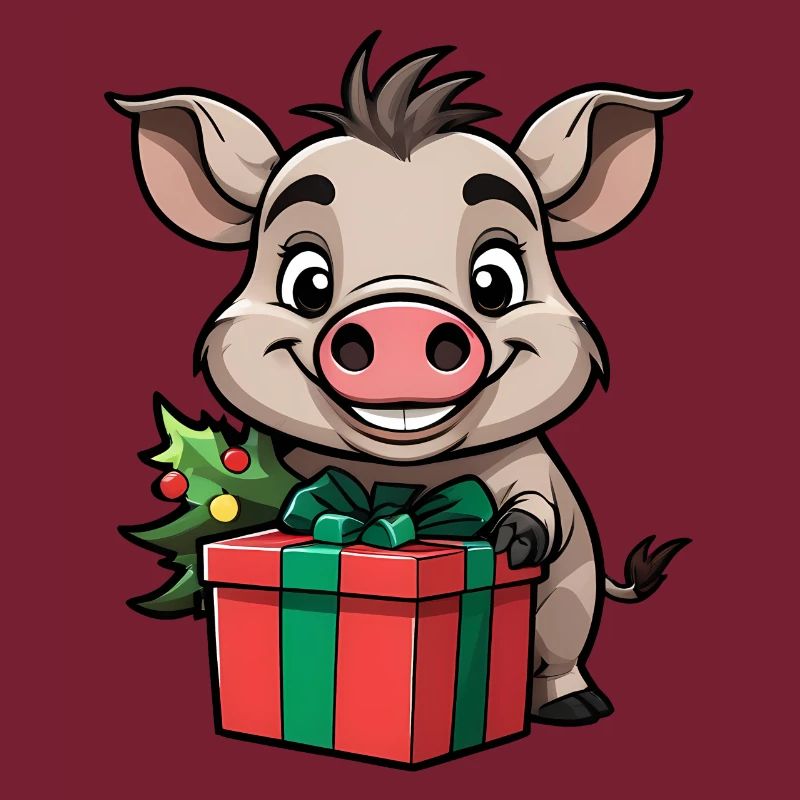 Mignon phacochère célébrant Noël.