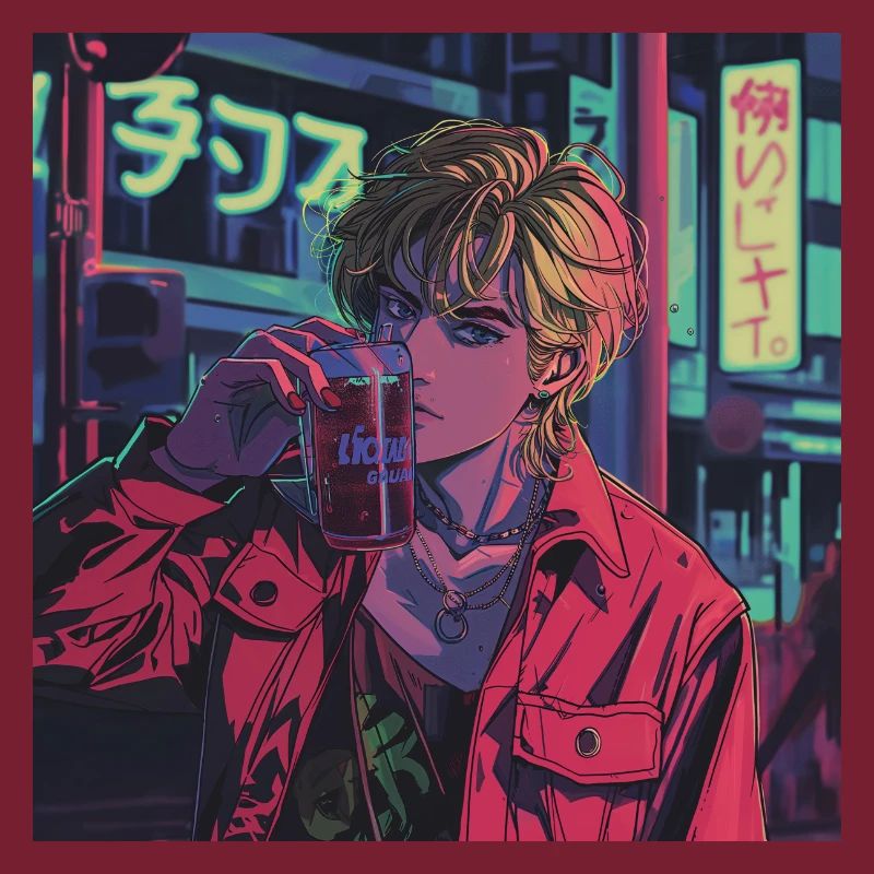 Années 80 Anime Guy Calmant Impression de mode de haute qualité
