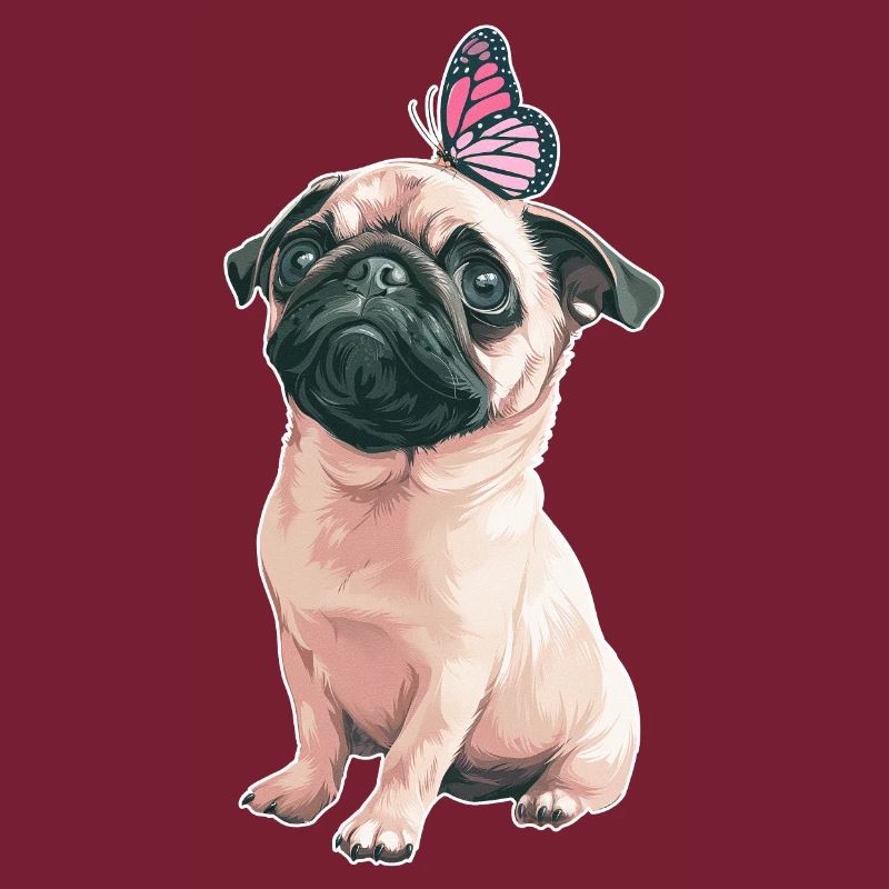Mops mit Schmetterling