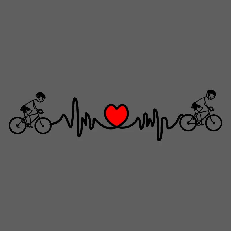 Radfahrer mit Herzkardiogramm