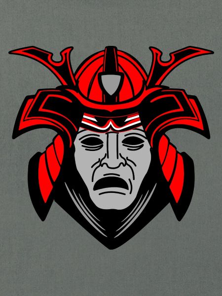 Düsteres Samurai-Gesicht mit Helm