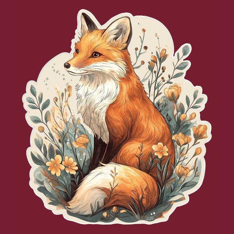 Fox with flowers