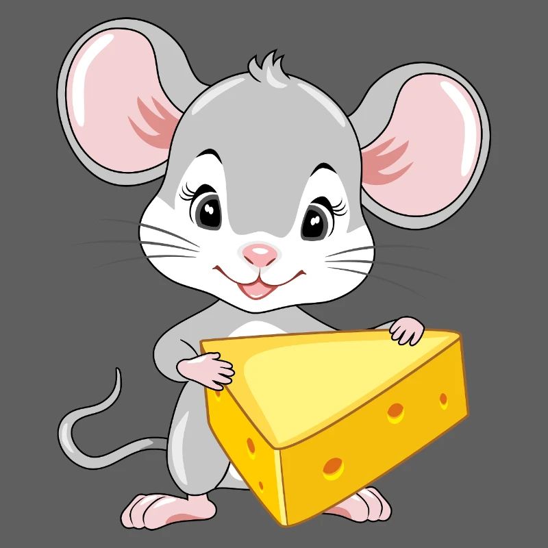 Mignon bébé souris avec un morceau de fromage