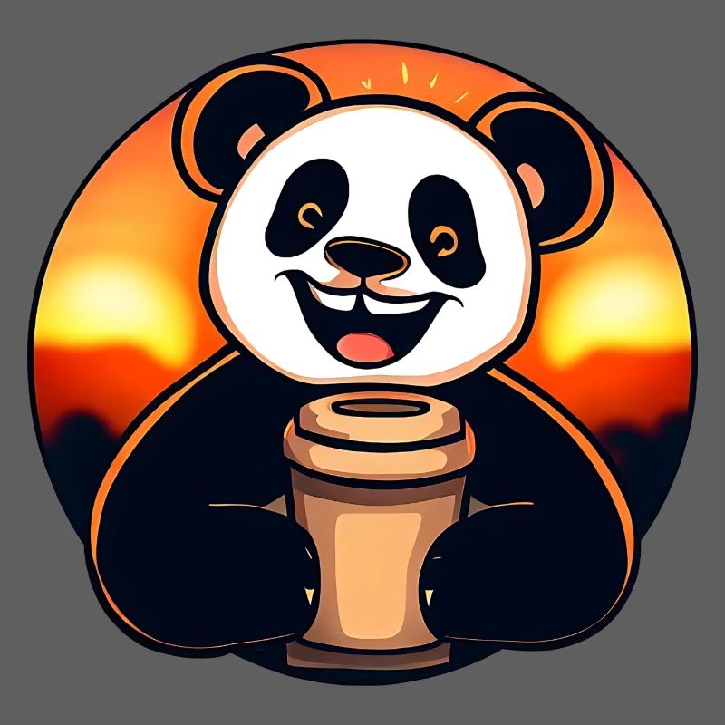 Panda panda ours boit du café