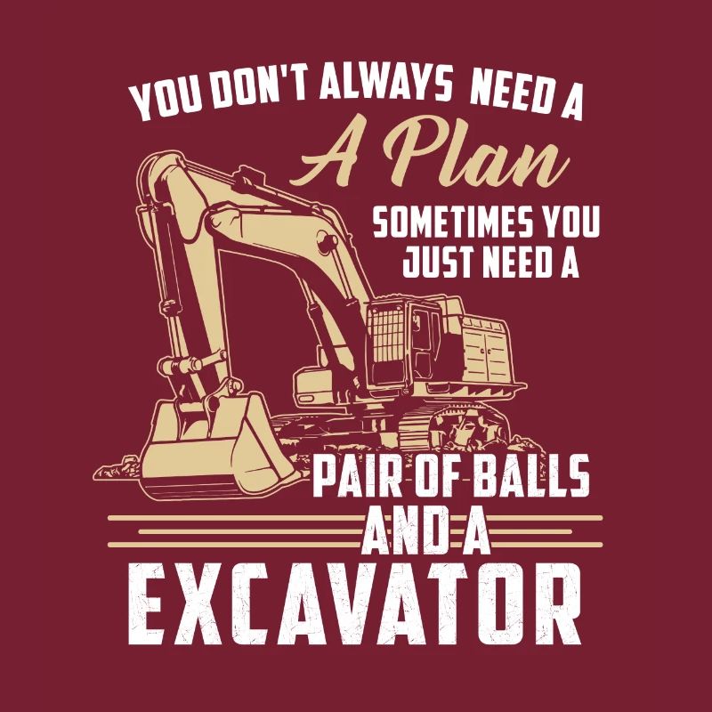 Construction worker · Construction site · Excavator · No plan