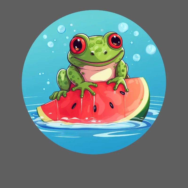 Grenouille sur pastèque dans la mer