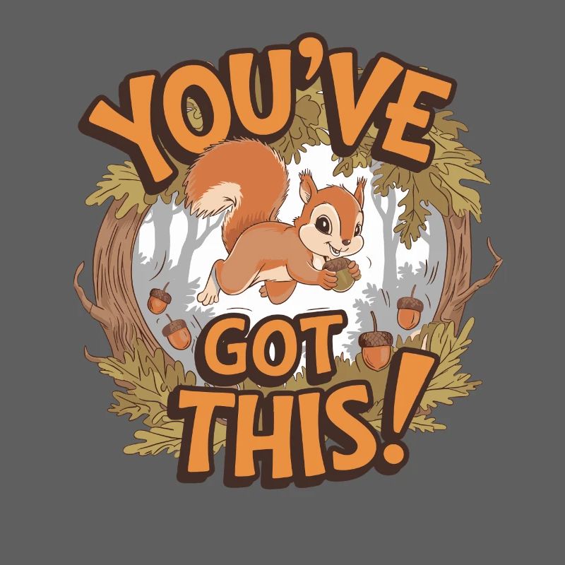 Du Schaffst Das! Eichhörnchen Mit Eichel