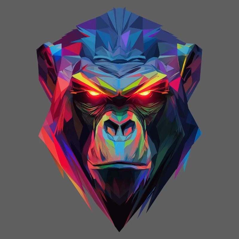 Geometrischer Neon-Gorilla