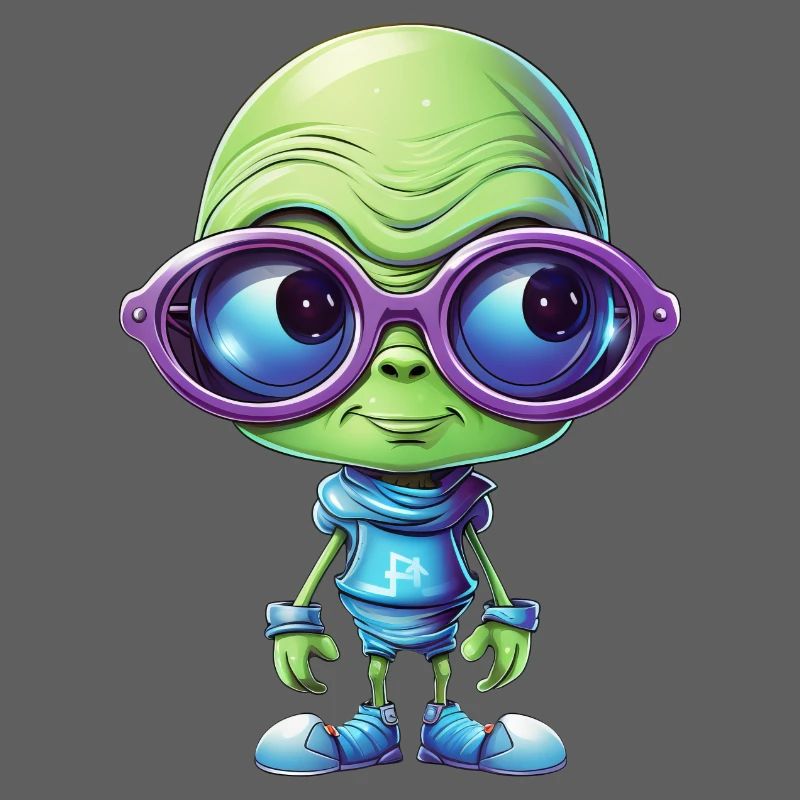 Nerdiges Alien mit Brille