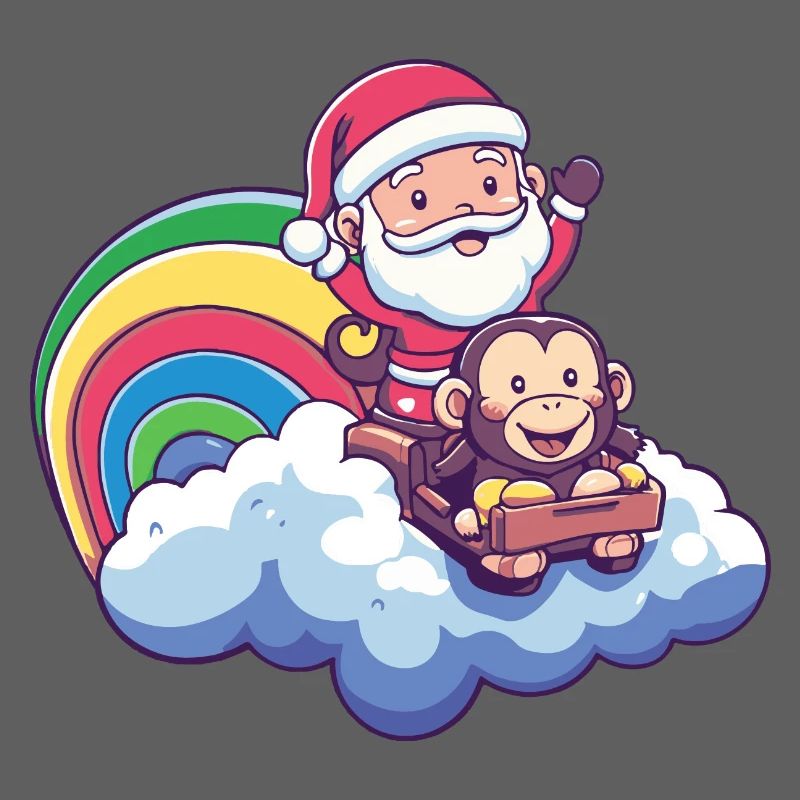 Affe Weihnachtsmann Regenbogen