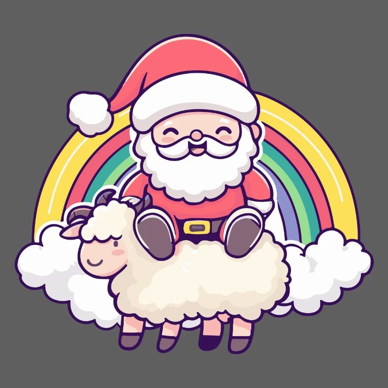 Schaf Weihnachtsmann Regenbogen