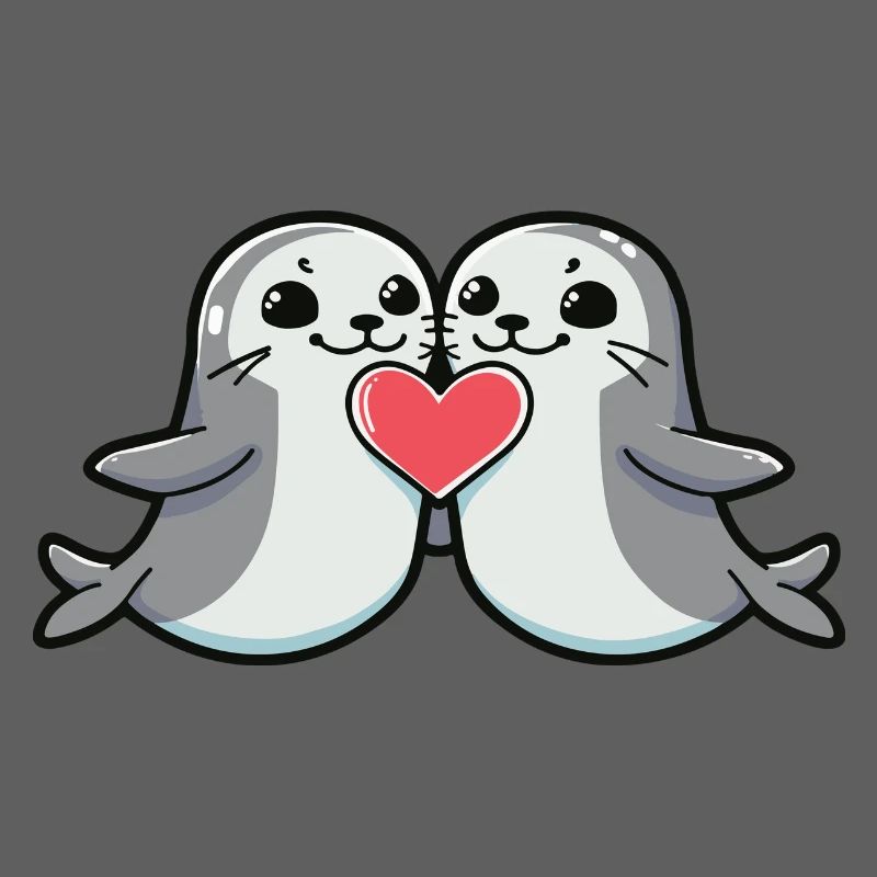 Couple de phoques Saint-Valentin