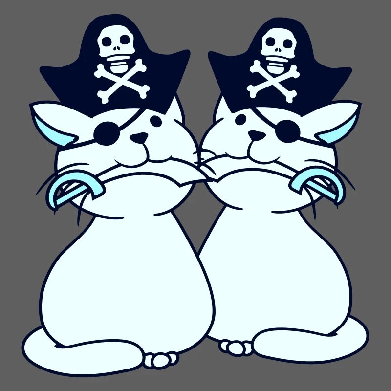 2 Pirate Cats Sabre Buccaneer Eye Patch Team