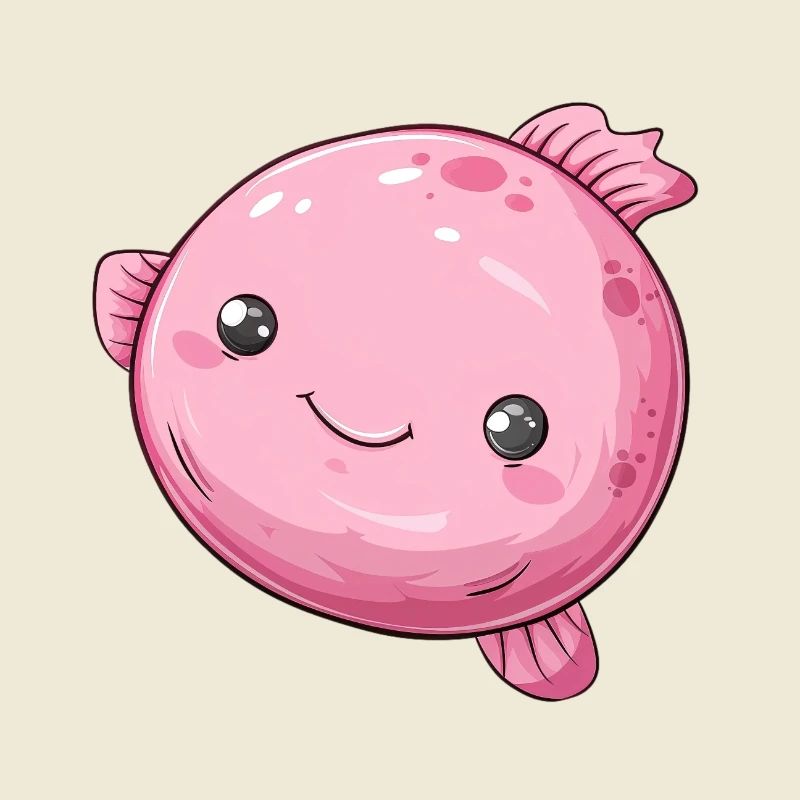 Pink Bubble Fish With Charming Smile