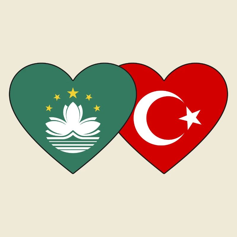 Cœur de drapeau de la dinde de Macao