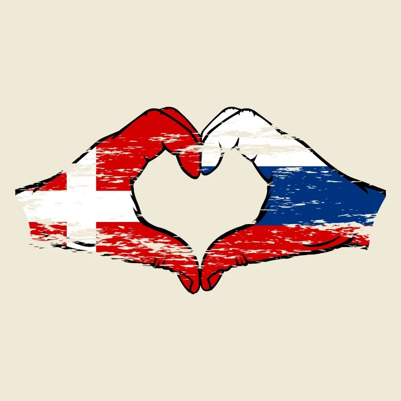 Danemark Russie forme de coeur avec les mains utilisées