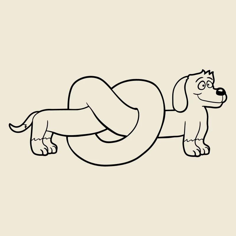 Hund Dackel Brezel Form Knoten Langer Körper Comic
