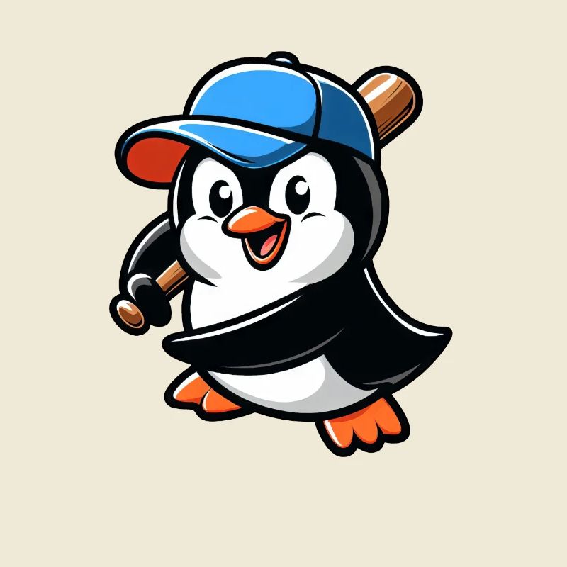 Pinguin Baseballspieler Action