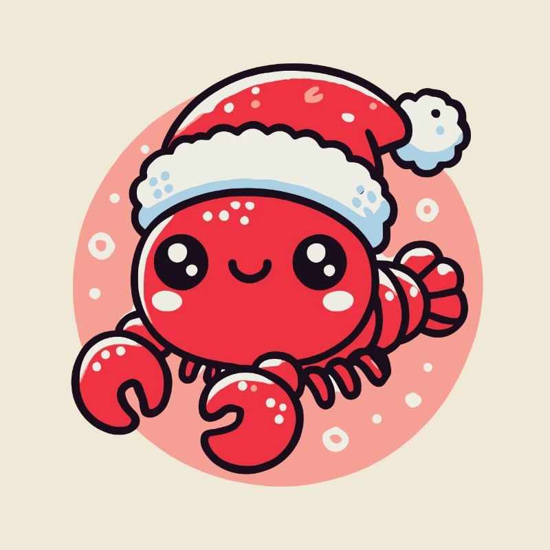 Fröhlicher Weihnachtskrebs Mit Mütze