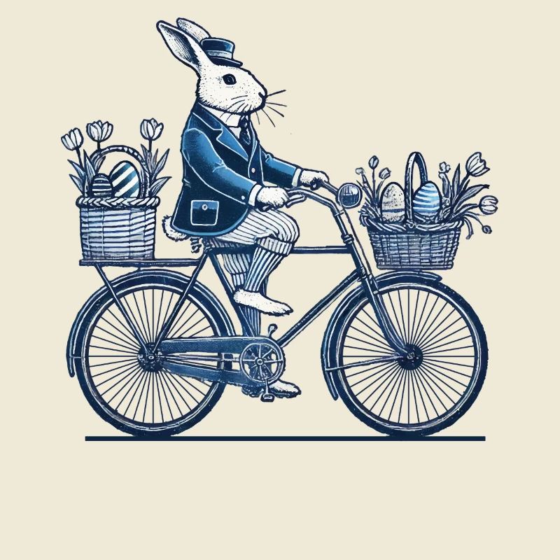 Easter Retro Bunny with Bicycle Design